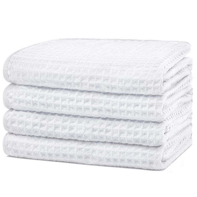 Toallas de mano HOMEXCEL con forma de gofre de microfibra, 15 x 25 cm, paquete de 4 unidades, blancas