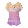 thumbnail image 5 of Women's Dressy Casual Tops 1/4 Button up Blouse Vintage Tie Dye Henley Neck Flowy Shirts Summer Clothes for Teen Girls Short Sleeve Loose Fit Flowy Tunic Tops Fashion 2024 Multicolor T Shirts L, 5 of 5