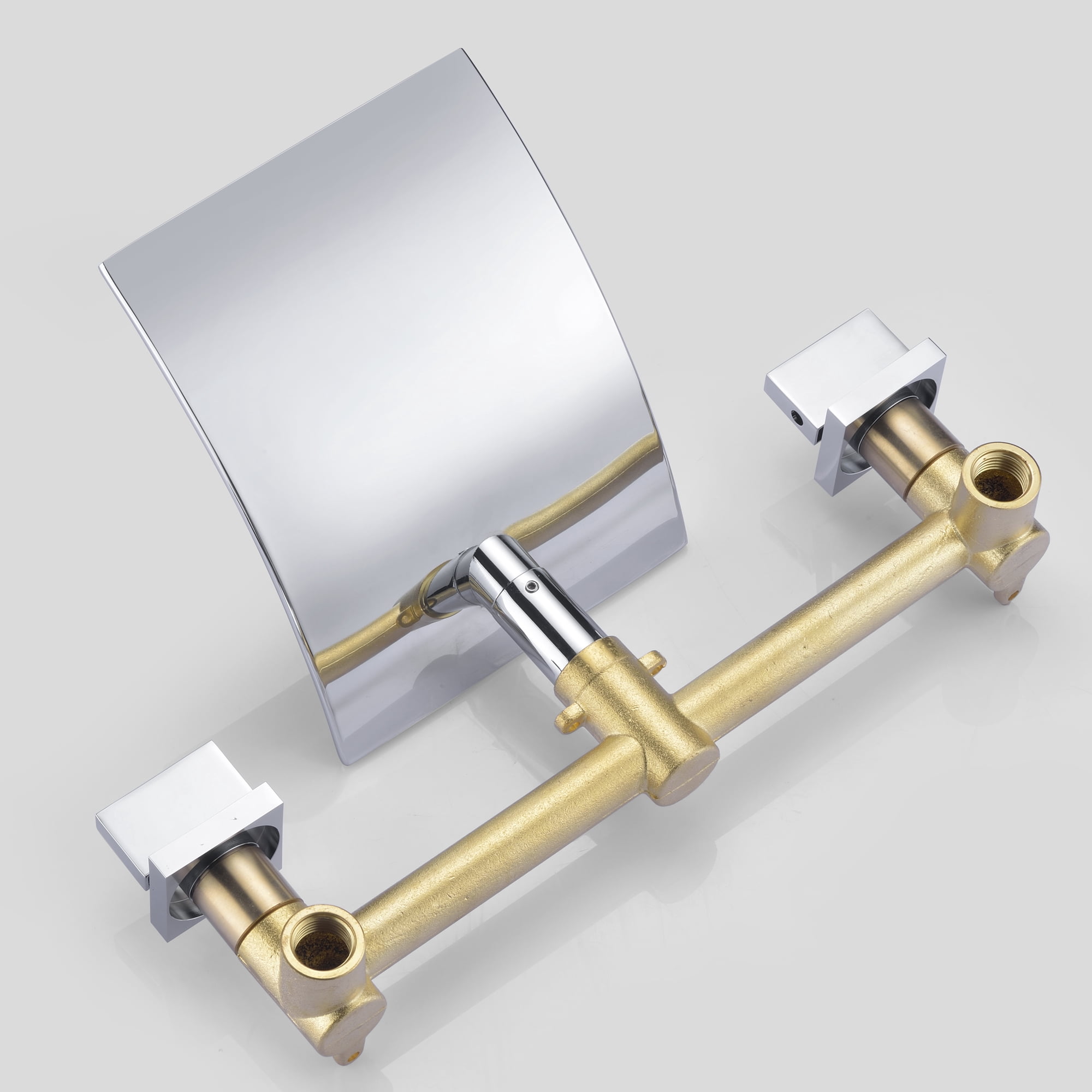 Wall Mount Tub Filler, Chrome Waterfall Tub Faucet, High Flow