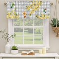 thumbnail image 2 of 2 Pack Valances for Window, Spring Forsythia Flowers Short Curtains for Kitchen Bedroom Living Room, Yellow Floral Hummingbird Gray Plaid Rod Pocket Small Window Treatment Valance Drapes 42 x 18 Inch, 2 of 8