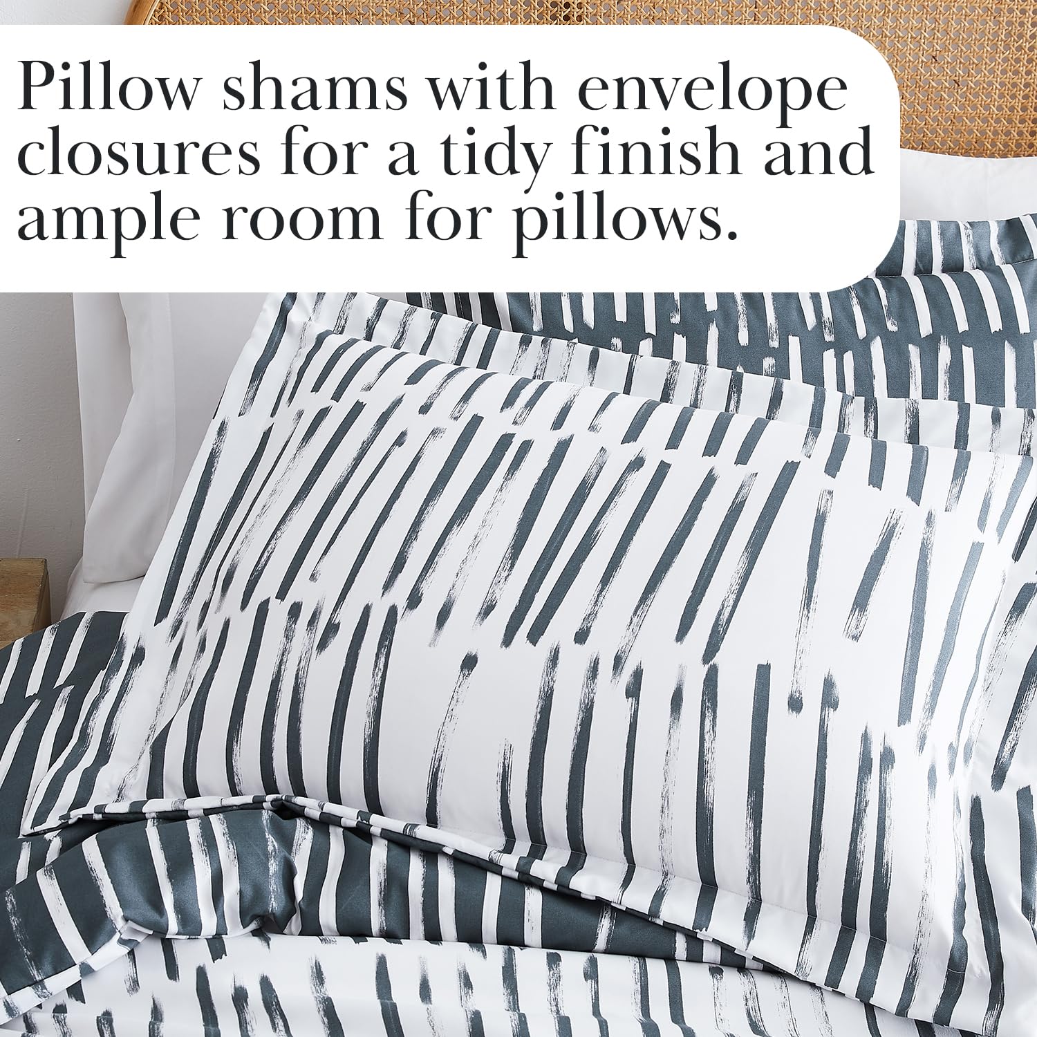 Southshore Fine Living, Inc. Spirit Collection Oversized Duvet Cover Queen Bedding Set, Printed Duvet Cover Set 3-Piece with Two Matching Shams, Charcoal, Full/Queen