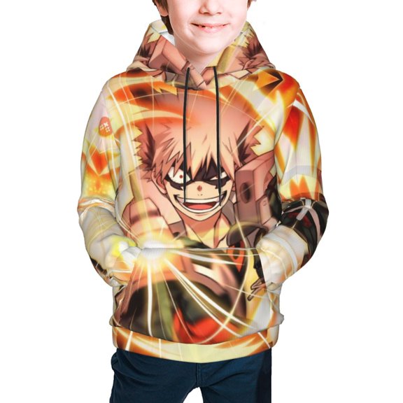 Katsuki Bakugo Youth Cartoon Hoodie Fashion Long Sleeve Kids Pullover Coat Casual Hoody Hooded Sweatshirts for Boys Girls