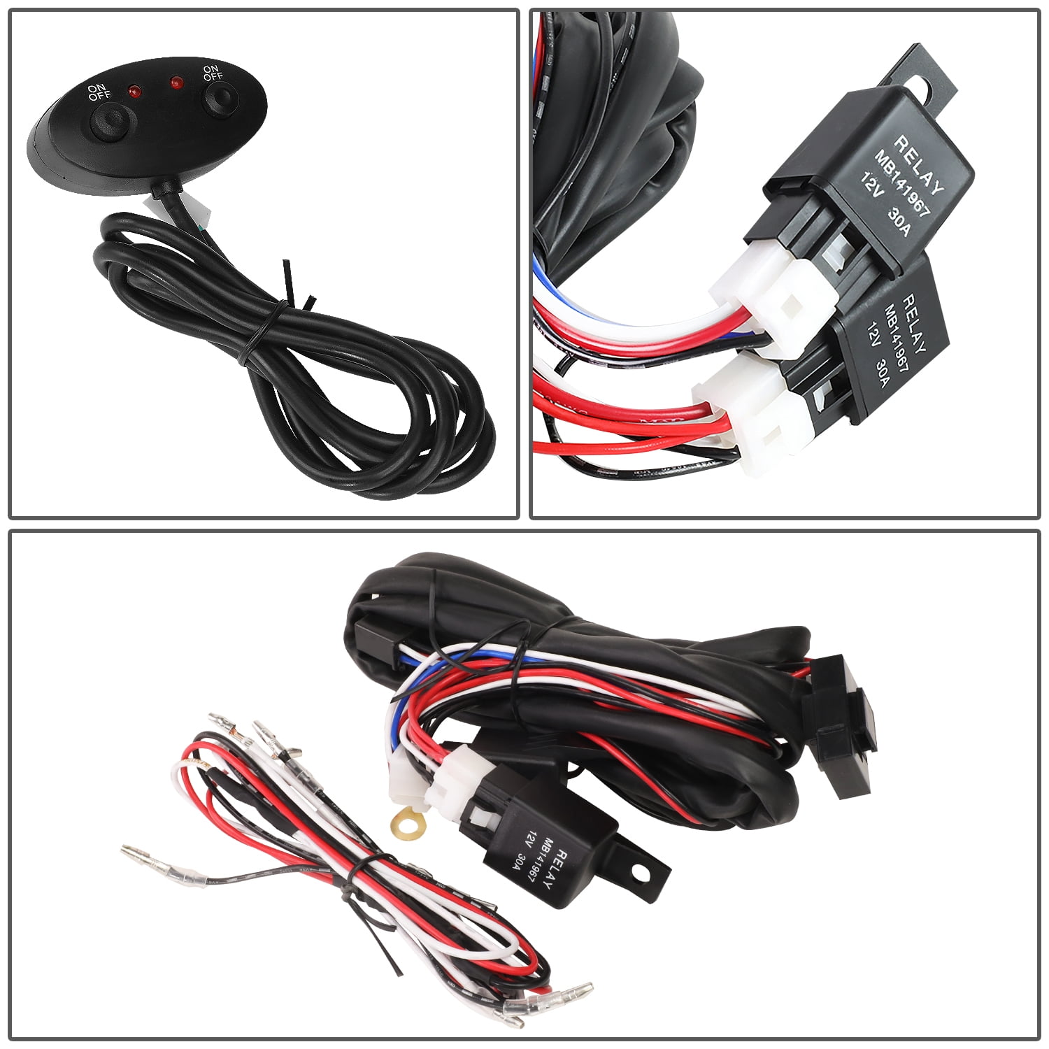 DNA Motoring Universal Off-Road Roof Top Mounted Chrome Clear Fog Light Kit w/Wiring Harness+Switch