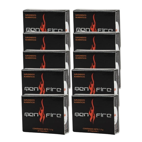 Men Fire (energizante) 10 Piezas con 4 cápsulas c/u PROTGT negro