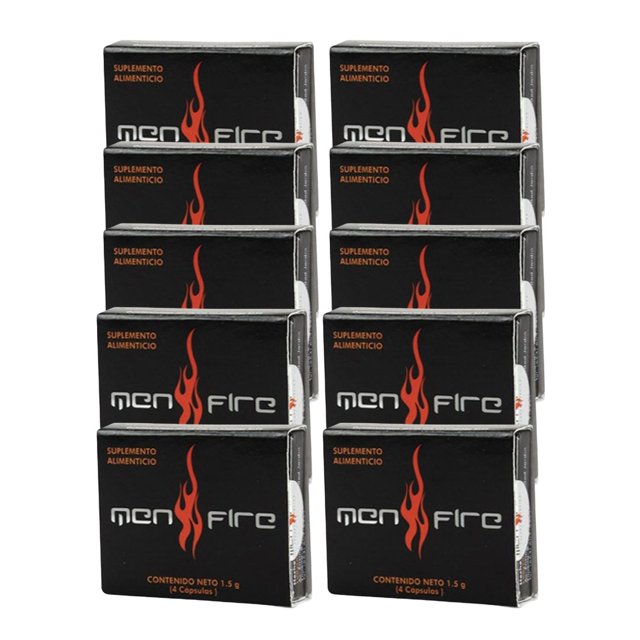 Men Fire (energizante) 10 Piezas con 4 cápsulas c/u PROTGT negro