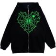 thumbnail image 2 of 2023Y2K Sudadera gótica oscura con cremallera de telaraña, sudadera con capucha de lana de estilo americano para otoño e invierno, prendas de vestir exteriores holgadas de estilo milenario, 2 of 4