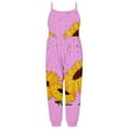 thumbnail image 4 of Odeerbi 1-6 Years Toddler Girls Summer Jumpsuit Sunflower Camisole Romper Casual Breathable Comfortable Overalls Strap Bib Overall Pants Playsuit, 4 of 5
