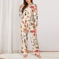 thumbnail image 2 of Picia Retro Autum Mushrooms Pattern Women’s Long-Sleeve Sleepwear Set - Soft 2-Piece Loungewear with Pockets, Comfy PJs for Relaxing Nights-XX-Large, 2 of 7