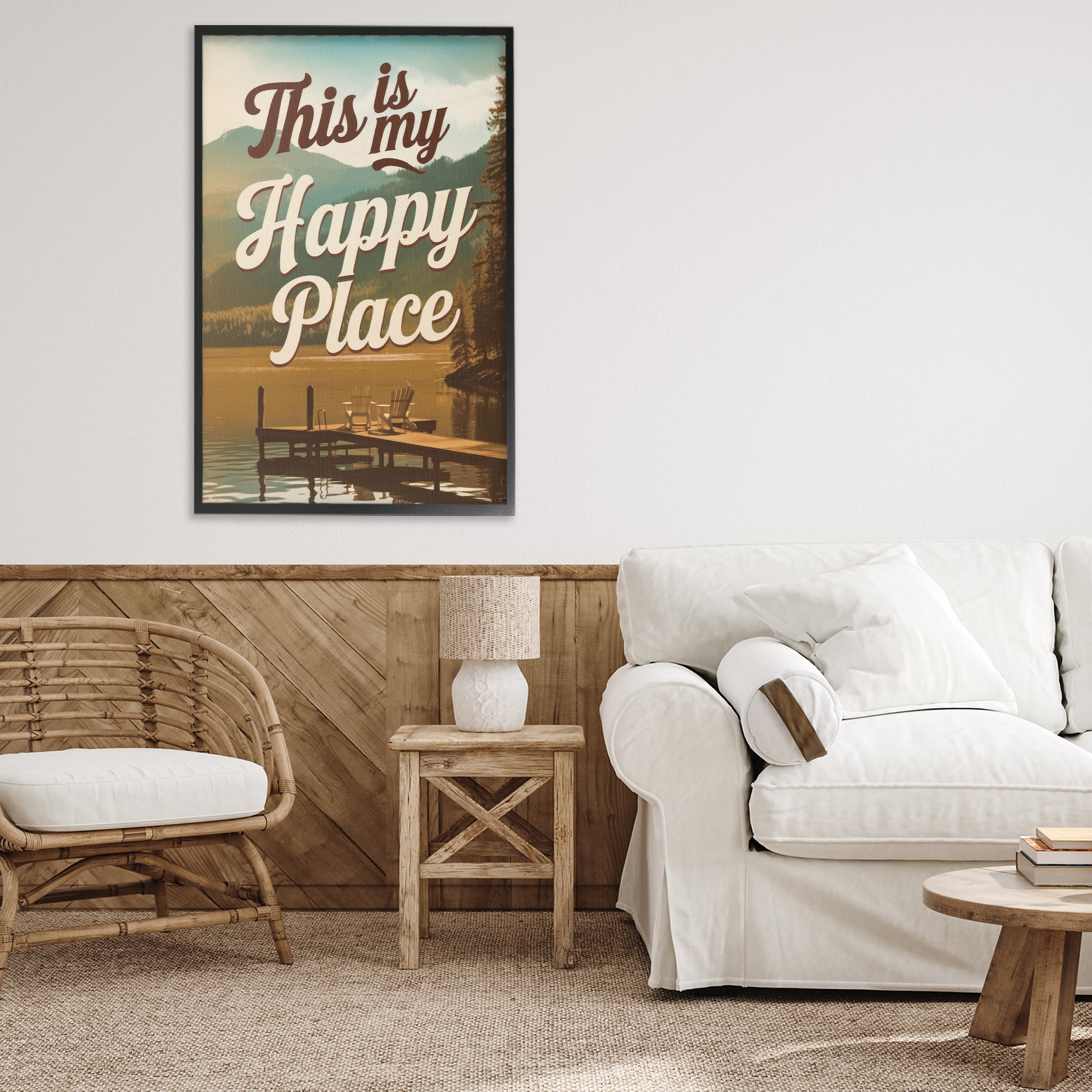 Stupell Industries Vintage My Happy Place Black Framed Giclee Art, design by Andreas Magnusson