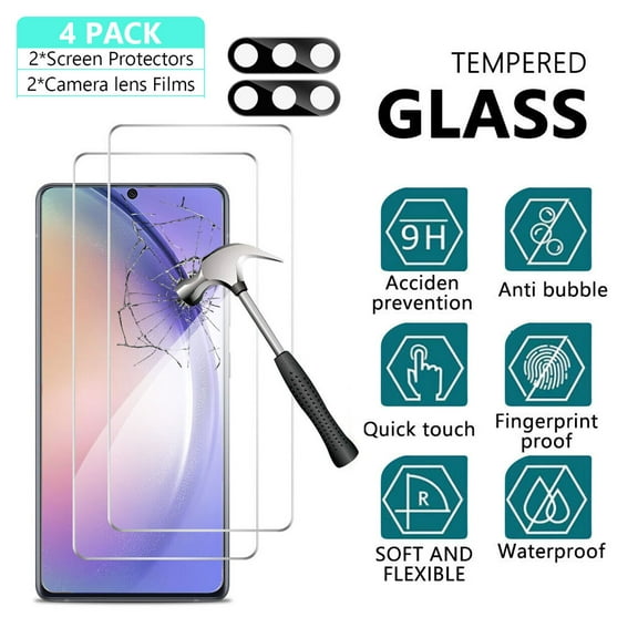 Aggxpf 2 2 Pack for Samsung Galaxy A54 5G Screen Protector and Camera Protector Tempered Glass, 9H Hardness Screen Protector