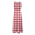 thumbnail image 4 of IROINNID Women's Sleeveless Fit&Flare Dress Round Neckline Boho Summer Smocked Flowy Tiered Party Dress Beach Dress With Pocket Strapless Plaid Dress, 4 of 6