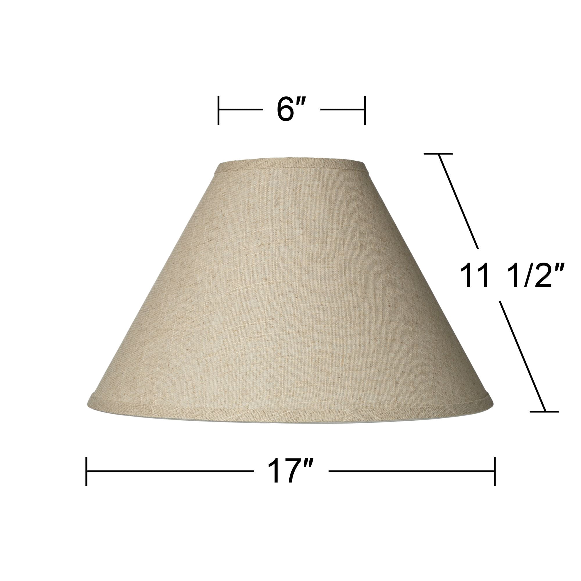 Springcrest 6" Top x 17" Bottom x 11 1/2" High x 11 1/2" Slant Lamp Shade Replacement Large Empire Fine Burlap Spider Harp Finial