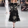thumbnail image 2 of AELESEEN Runway Fashion Lace Dress 2023 Designer New Spring Patchwork Mesh Elegant Ruffles Long Party DressXXL Gao Jinjia LED, 2 of 2