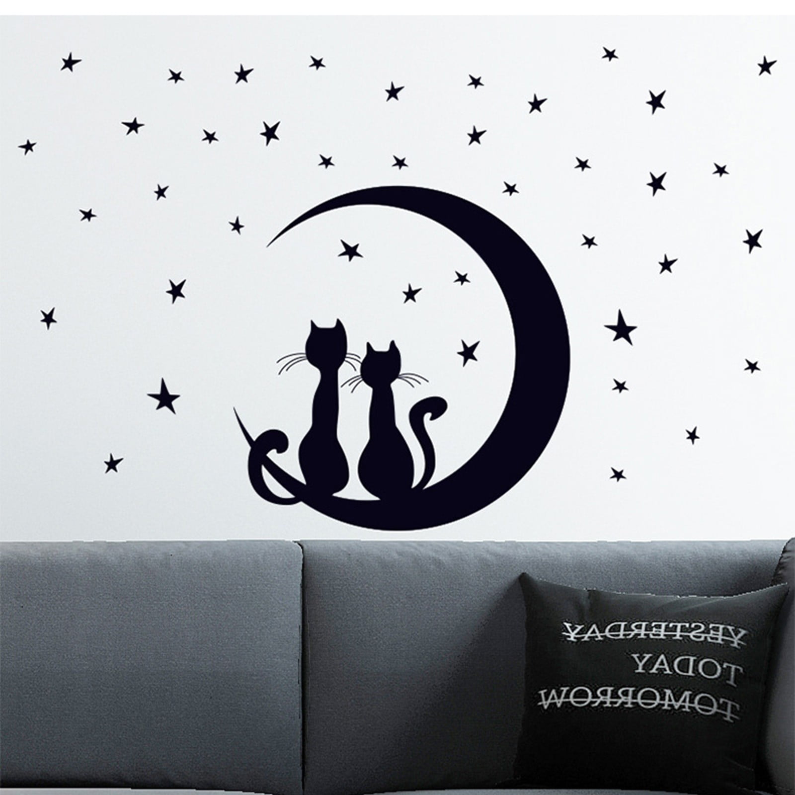 Heiheiup Art Decal Decor Street Lights Cats Removable Lamp Stickers Wall  Wall Sticker Pretty Stickers for Wall 