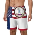 thumbnail image 5 of Mens Virginia Texas Flag Swimming Trunks with Compression Liner Beach Quick Dry Swim Shorts, 5 of 6