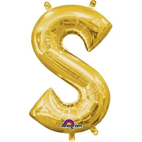Anagram 78496 16 in. Letter S Gold Supershape Foil Balloon