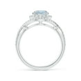 thumbnail image 2 of ANGARA Natural 1.12 ct Aquamarine Crossover Shank Cocktail Ring with Halo in 14K White Gold for Women (Size-7mm) | March Birthstone, Anniversary, Jewelry Gift for Women | Natural Aquamarine Ring, 2 of 9