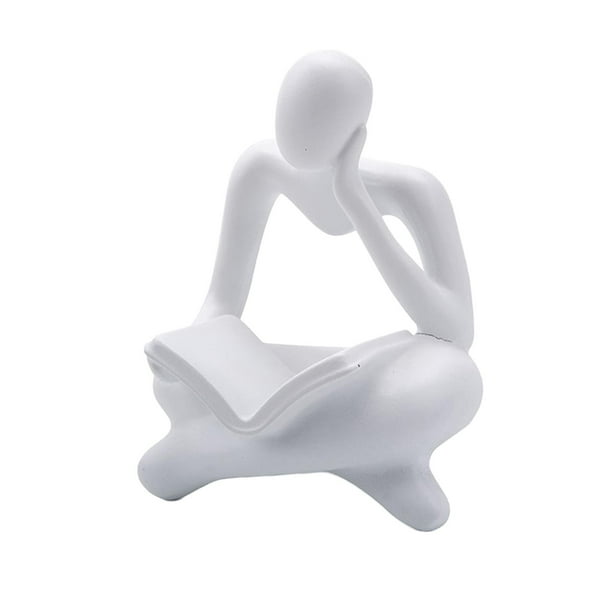 Estatua de lector de resina coleccionable, decoración del hogar, figura humana, mini adorno elegante Blanco