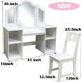 thumbnail image 2 of Girls Vanity Table with Touch Light Mirror, Princess Makeup Desk & Chair Set with Storage Shelves & Pretend Play Set, 2 of 7