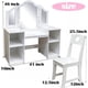 thumbnail image 2 of Historyli Tocador 2 en 1,tocador de princesa con luz táctil,espejo triple desmontable,estantes abiertos,juego de maquillaje de madera con silla para niñas,color blanco, 2 of 7