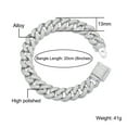 thumbnail image 2 of FEEL STYLE Male Zircon Fluorescence Cuban Chain Bracelet for Men Women 12MM 7", 2 of 4