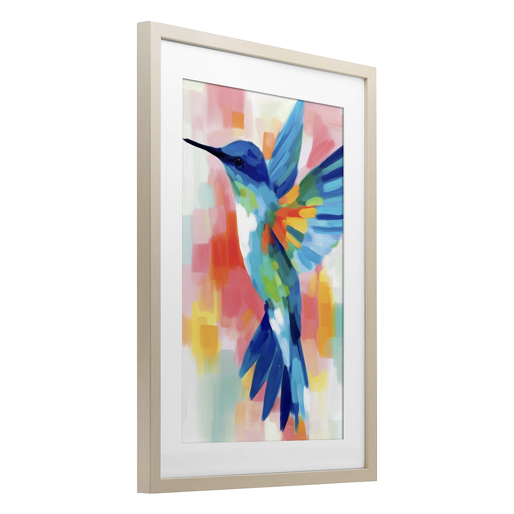 Stupell Industries Blue Hummingbird in Flight Birch Framed Print Under Glass, design by Chromatic Storm Studio