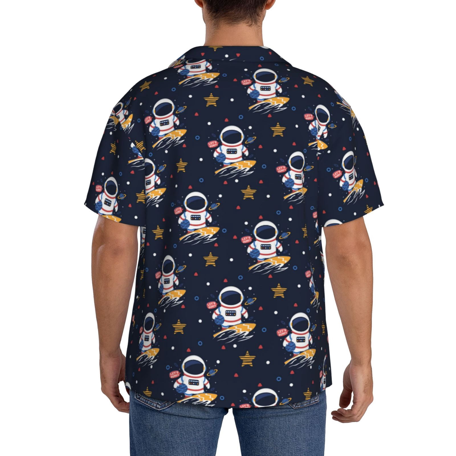 Kdxio Men's Hawaiian Shirt for Men Short Sleeve Shirt Astronaut Surfing Summer Casual Holiday Beach Button Down T-Shirts