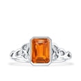 thumbnail image 4 of Rosec Jewels Solitaire Lab Created Orange Sapphire Celtic Knot Ring with Diamond - 1.7 Carat - AAAA Quality, 14K White Gold, US 8.50, 4 of 8