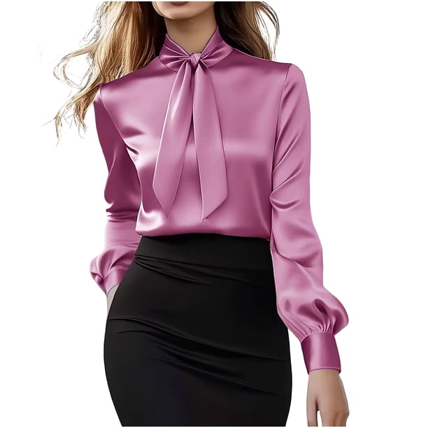 Tops de Verano de Mujer Casual Cuello Redondo Manga Larga Suéter Color Sólido Blusa Casual, Tops de Verano Largo para las Mujeres
