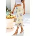 thumbnail image 3 of MEROKEETY Women's 2026 Summer Floral Mesh Midi Skirt, High Waist Ruched Boho Casual Trendy Skirt, Apricot, M, 3 of 5
