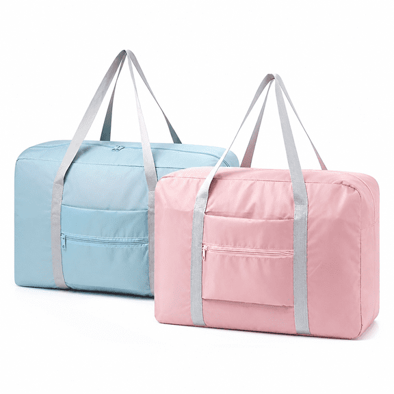 ELORIAH 2 pack Personal Item Bag 18x14x8 Foldable Travel Duffel Bag Tote Carry on Luggage Duffle Overnight for Women and Men