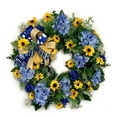 thumbnail image 1 of SuChun Party Photo Booth Props Artificial Sunflower Wreath Summer Fall Large Wreaths Springtime All Year Around Flower Green Leaves For Outdoor Front Door Indoor Wall Or Window Decor Blue, 1 of 2