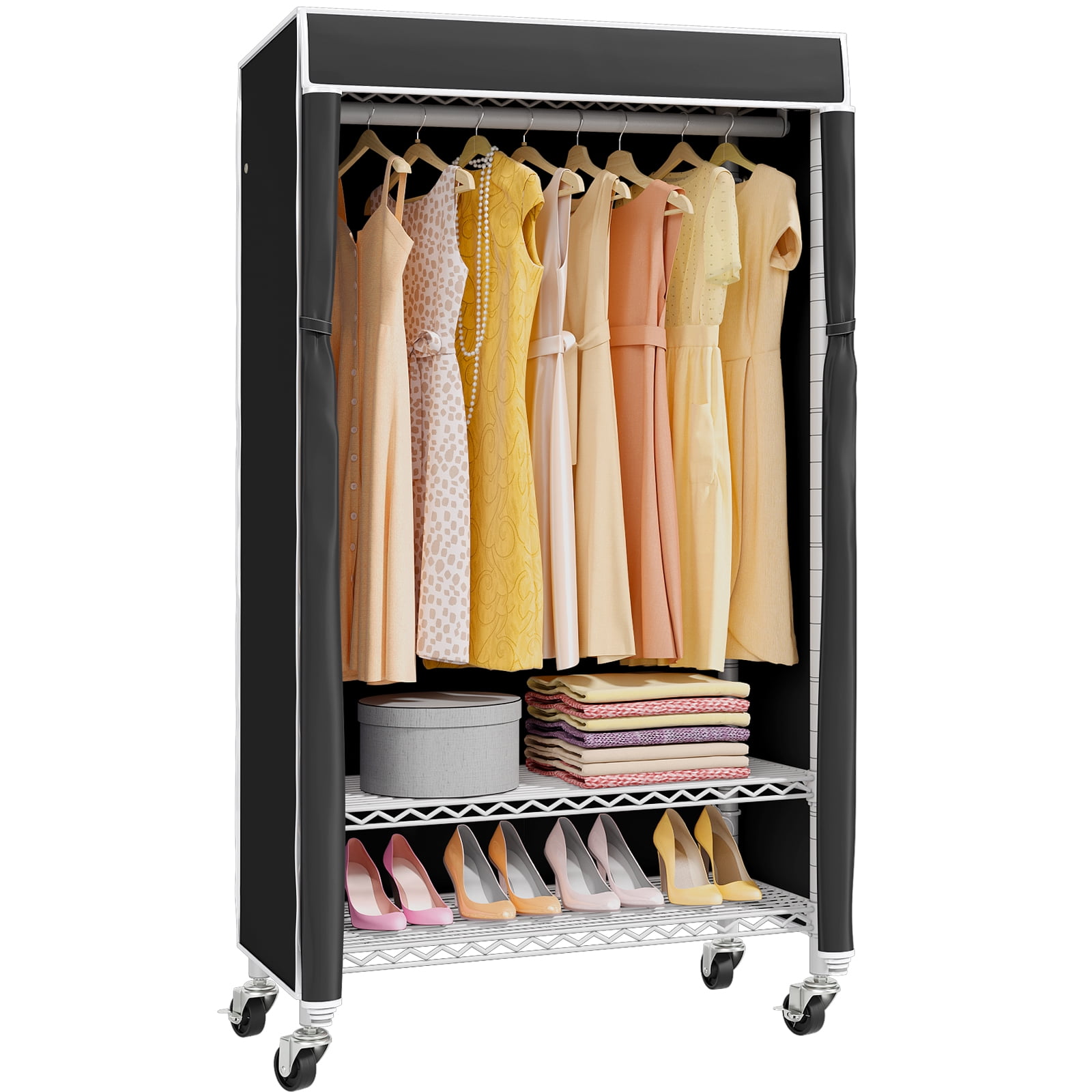 VIPEK R1C Plus Rolling Clothes Rack With Cover Portable Closet, White ...