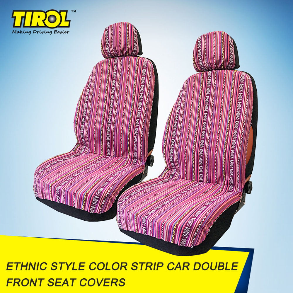 Tirol 4 Piece Universal Double Front Seat Covers Color Strip Car Cover Protectors Ethnic Style Decoration Com - Used Car Seat Covers Only