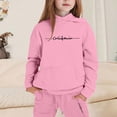 thumbnail image 2 of Girl's 2 Piece Pullover Sweatshirt Set Outfits Hoodies Letter Print Sweatshirt And Fall Winter Outfits 5-6 Years, 2 of 4