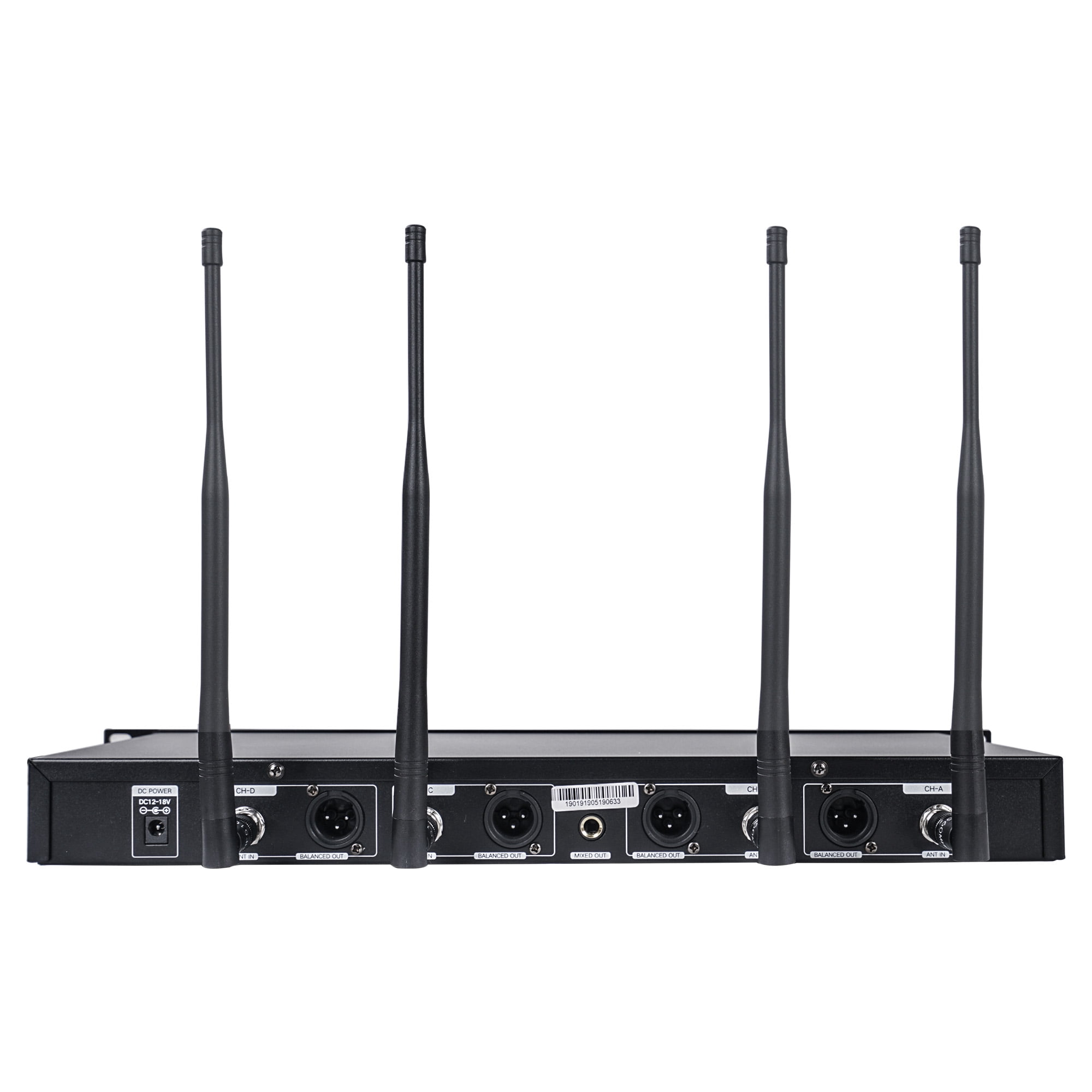 Sound Town 200 Channels Metal UHF Wireless Microphone System with Rack Mountable Metal Receiver and 4 Handheld Mics, for Church, School, Outdoor Wedding, Meeting, Party and Karaoke