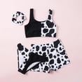 thumbnail image 4 of Xudanell Girl's 3 Piece Bikini Bathing Suit Printed Sport Swimsuits with Shorts Cove Up Sets Teen Girl's Swimwear (Black, 12-14 Years), 4 of 6