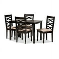thumbnail image 2 of Baxton Studio Lanier Modern and Contemporary Sand Fabric Upholstered Espresso Brown Finished Wood 5-Piece Dining Set, 2 of 5