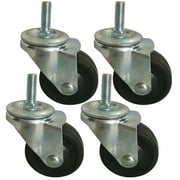 BIGLAND 4x 3 inch Swivel Stem Caster Wheels for Wire Shelving Racks Rubber