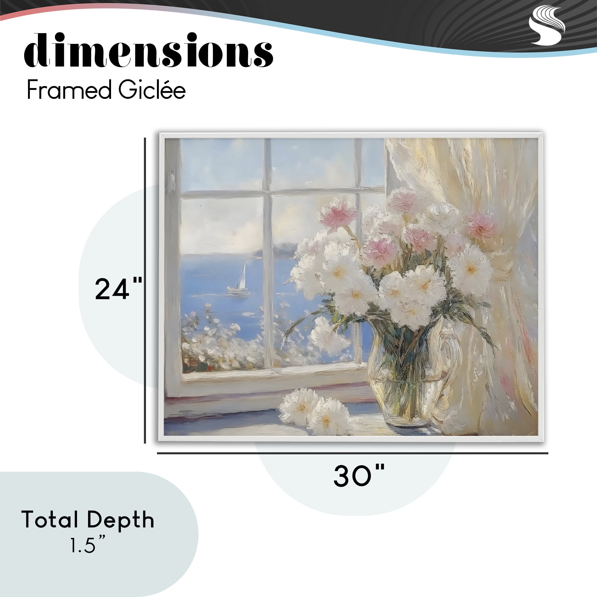 Stupell Industries Coastal View Floral Window Bouquet White Framed Giclee Art, design by LSR Design Studio