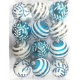 thumbnail image 1 of Aqua & White Ball Ornament with Snowflake Line Glitter Design, 1 of 1