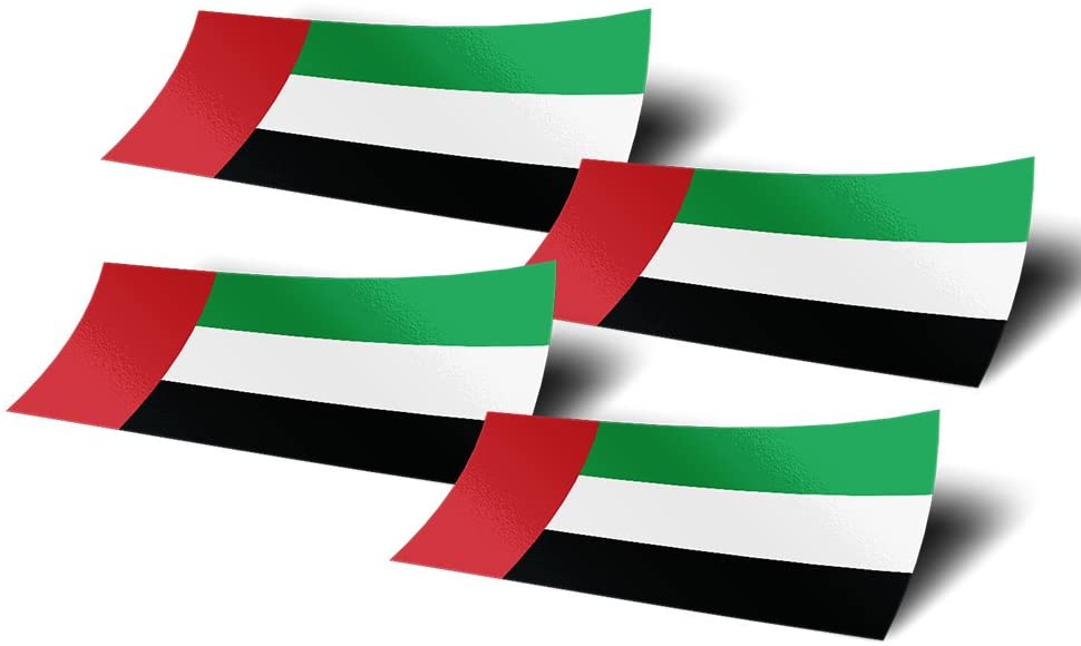 United Arab Emirates UAE 4 Pack of 4 Inch Wide Country Flag Stickers