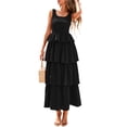 thumbnail image 1 of Vestido PRETTYGARDEN para mujer 2025, verano, sin mangas, midi, negro, 1 of 9