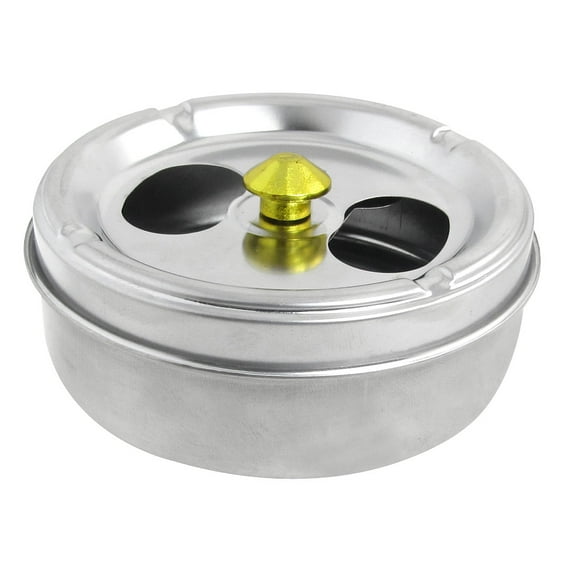 Unique BargainsOffice Silver Gold Tone Stainless Steel  Ashtray