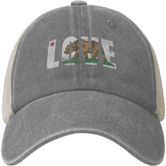 Love California Republic Cowboy Hat Men Vintage Mesh Baseball Cap Women Dad Hat Sun Hat Trucker Hat Black
