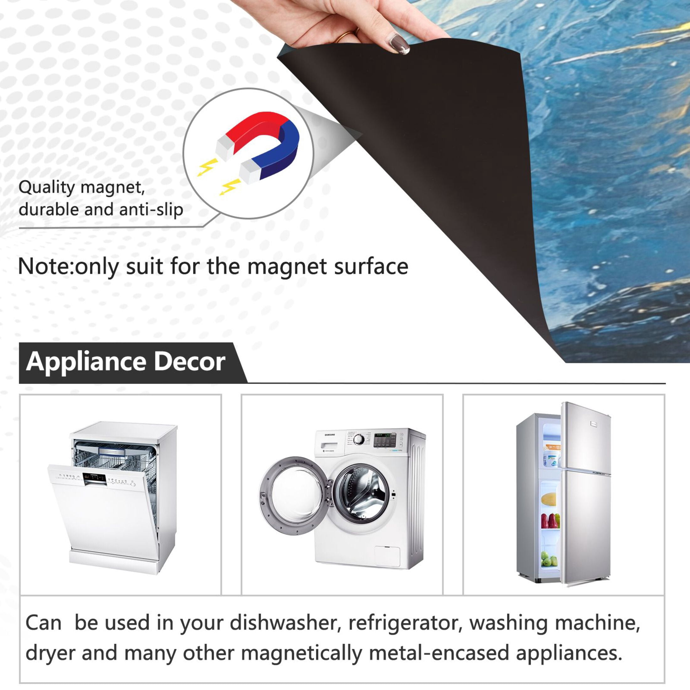 Dishwasher Magnetic Sticker 23x26 Inch Refrigerator Magnetic Sticker Washing Machine Magnetic Sticker Kitchen Panel Magnetic Sticker Home Decor White Lightning Dragon