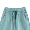 thumbnail image 4 of Pxkloy Women's Casual Shorts with Pockets Summer High Waisted Drawstring Bermuda Shorts Plus Size Knee Length Short Pants Green,7XL, 4 of 4