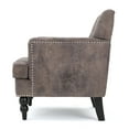 thumbnail image 6 of Grey Brown Microfiber Club Chair - tufted, nailhead trim, birch legs - Cozy Lounge Seating for Living Room or Bedroom, 6 of 9