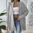 thumbnail image 2 of ATOYSOY Women's Casual Sweatshirts Loose Jackets Sweaters for Women Open Front Cardigan Fall Winter Outwear Lightweight Solid Color Midi Coat Long Sleeve Tops Gray Free Size, 2 of 6