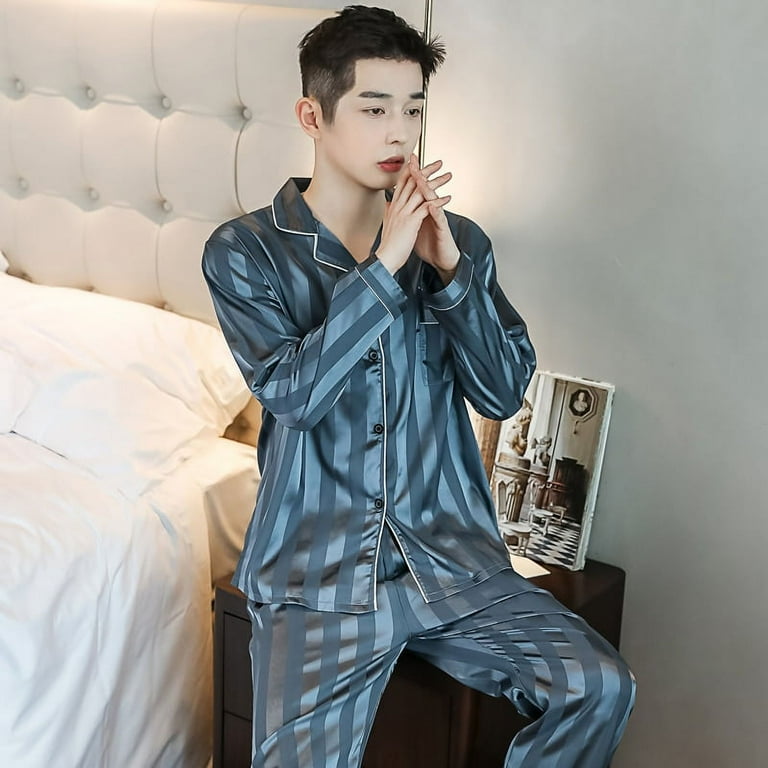DanceeMangoo Luxury Pajama Suit Silk Pajamas Sets Couple Sleepwear Family Pijama Lover Night Men Women Casual Autumn Winter Pajamas for Men Walmart